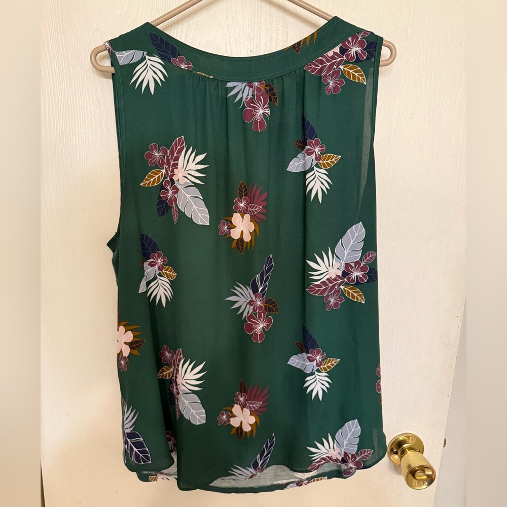 LOFT floral mixed media top - size XL